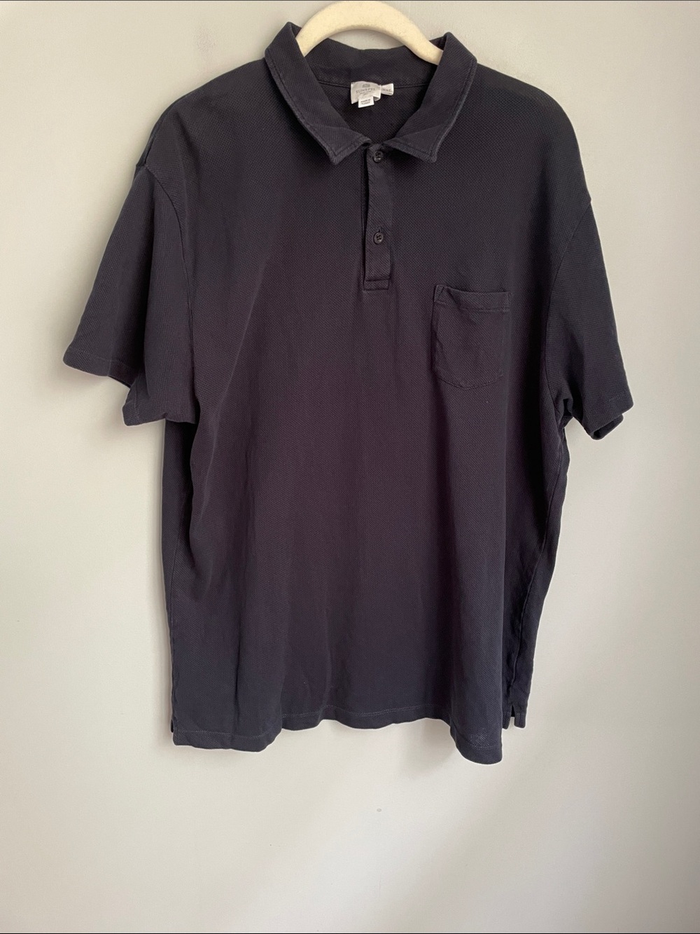 Sunspel England Navy Blue Short Sleeve Polo Shirt with Chest Pocket Size XXL